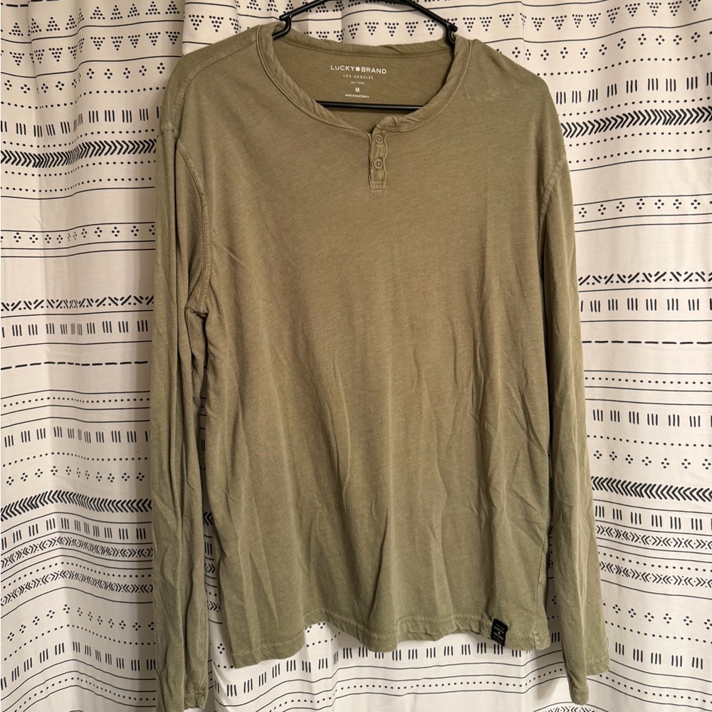 Lucky Brand Men's Long Sleeve Olive Shirt